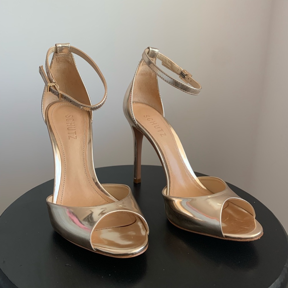 Schutz “Saasha Lee” Metallic Heels